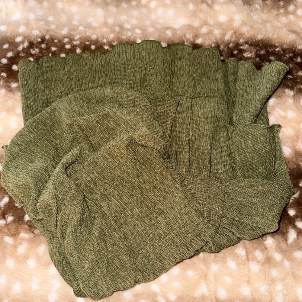 Cider Olive Green Strapless Ruffle Dress - Picture 2 of 2